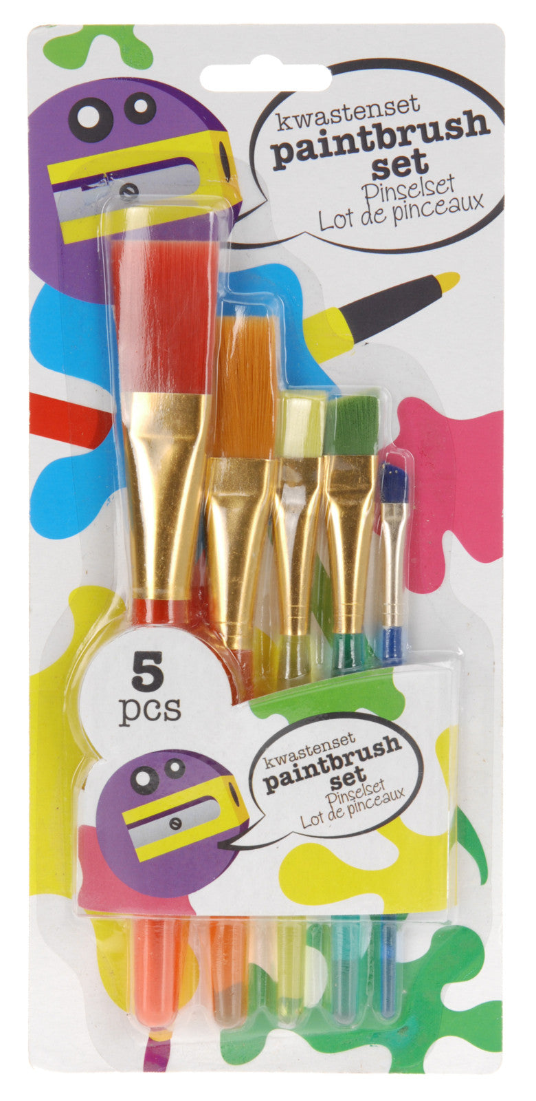 Set 5 Pennelli Colorati Per Bambini