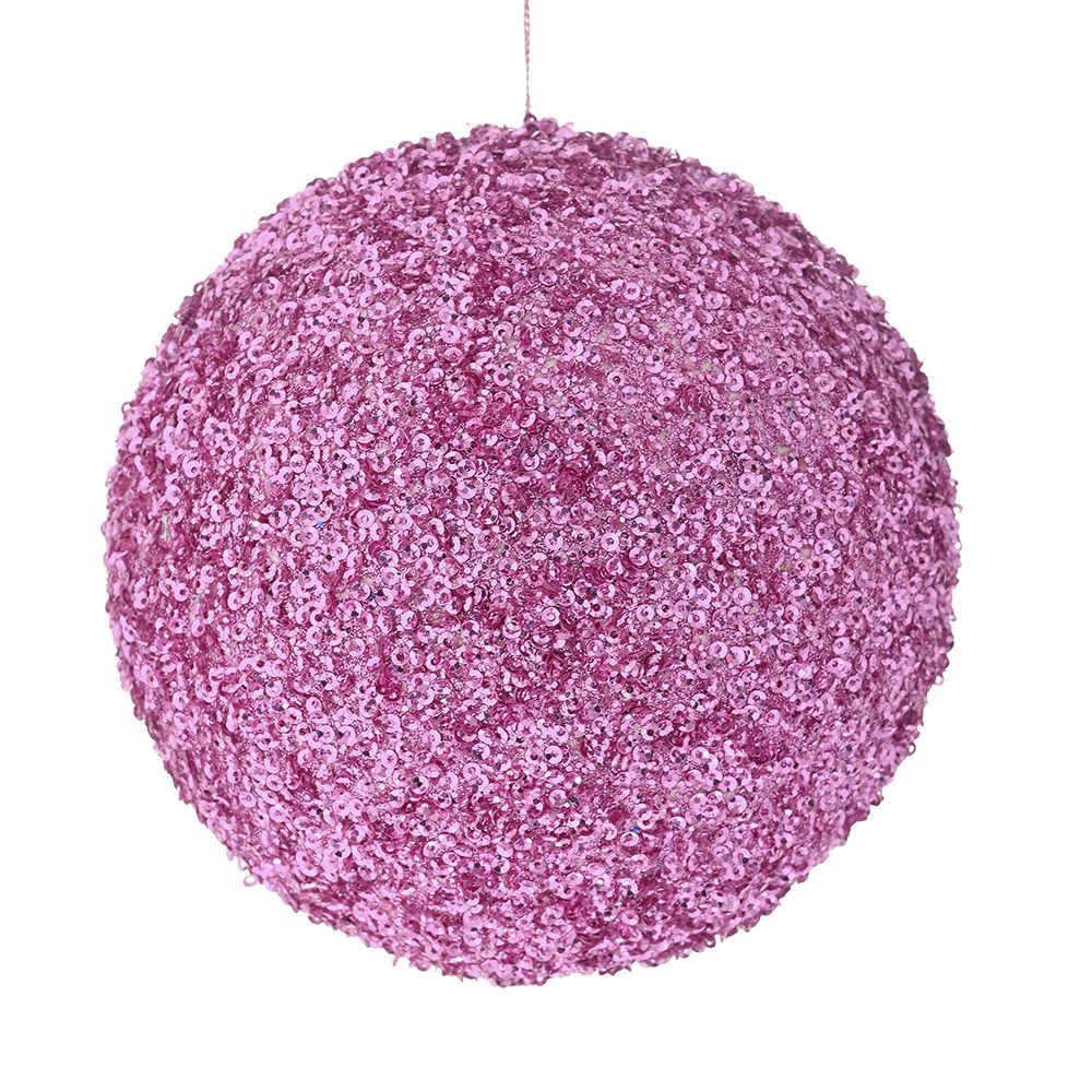Palla Di Natale Rosa Con Glitter D 10 Cm