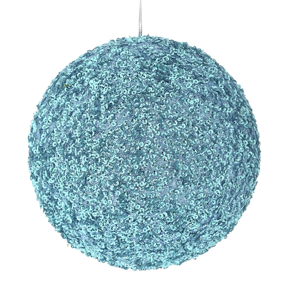 Palla Di Natale Azzurra Con Glitter D 10 Cm