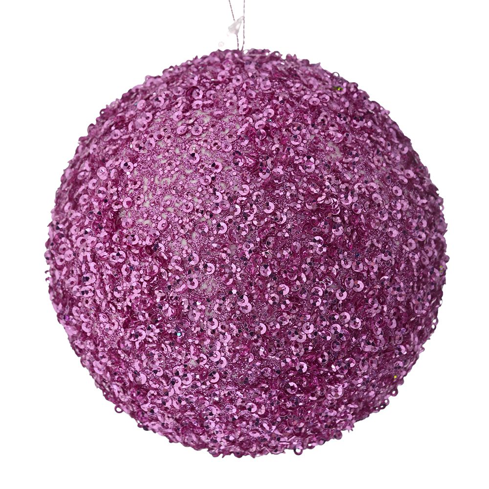 Palla Di Natale Con Glitter Rosa D 15 Cm
