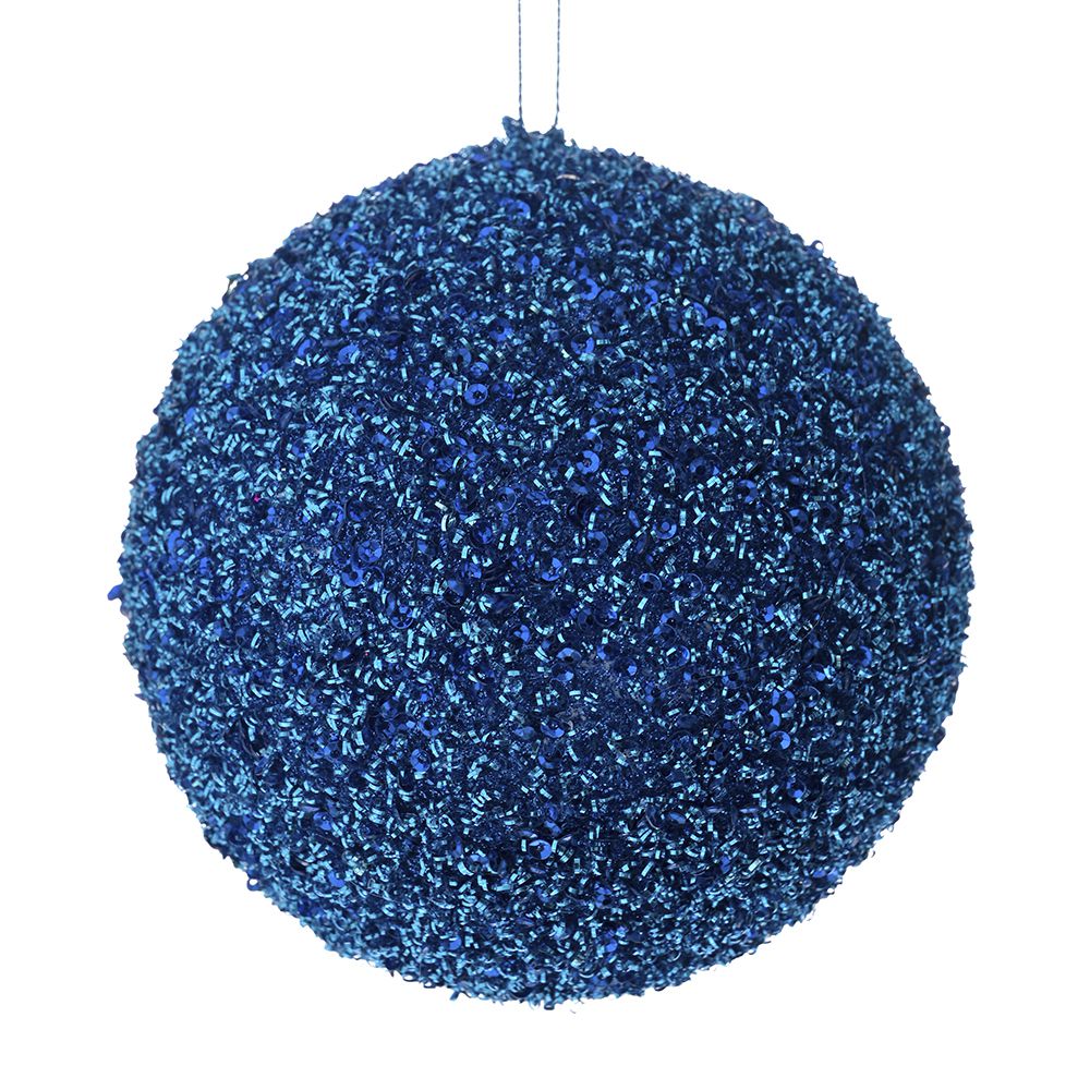 Palla Di Natale Blu Con Glitter D 15 Cm