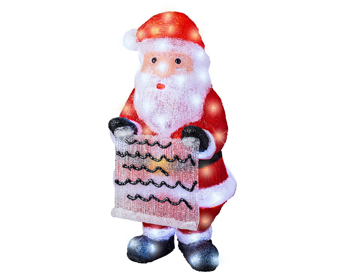 Babbo Natale Con Cartello Luminoso 30X33X60 Cm 90 Led